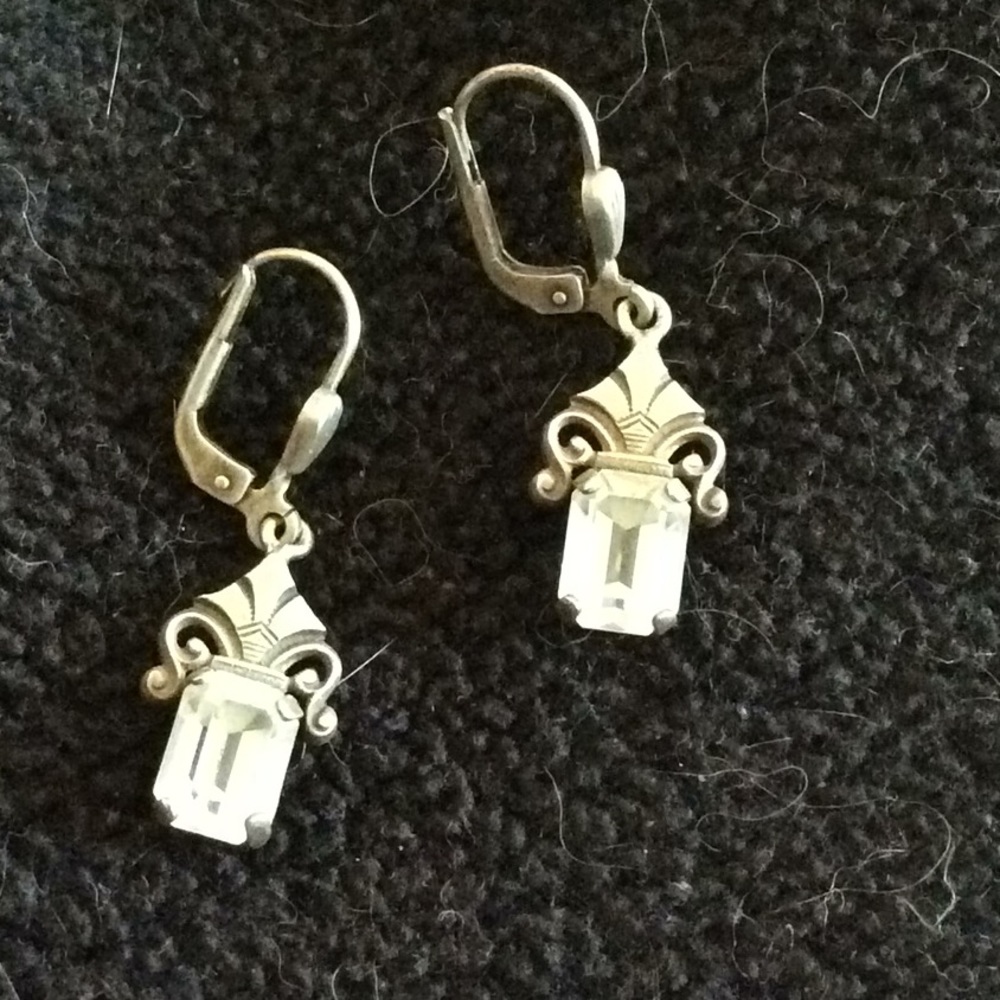 Gilded Age style silver drop earrings